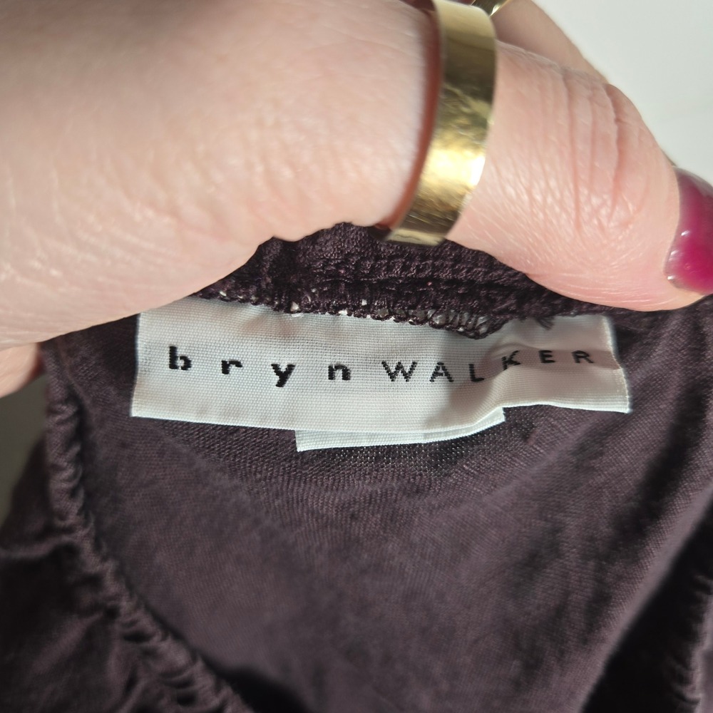 Bryn Walker Linen Maxi Skirt Medium Brown Elastic Waist USA Minimalist Lagenlook - Picture 3 of 6